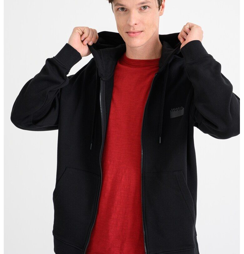 Худи Delastomer с цип - Черен HUGO