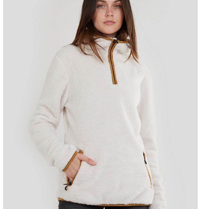 Худи Olivia Pile Fuzzi с къс цип - Слонова кост Fundango