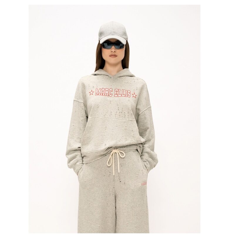 Худи Orlanda с паднали ръкави и перфораран ефект - Светлосив меланж Marc Ellis