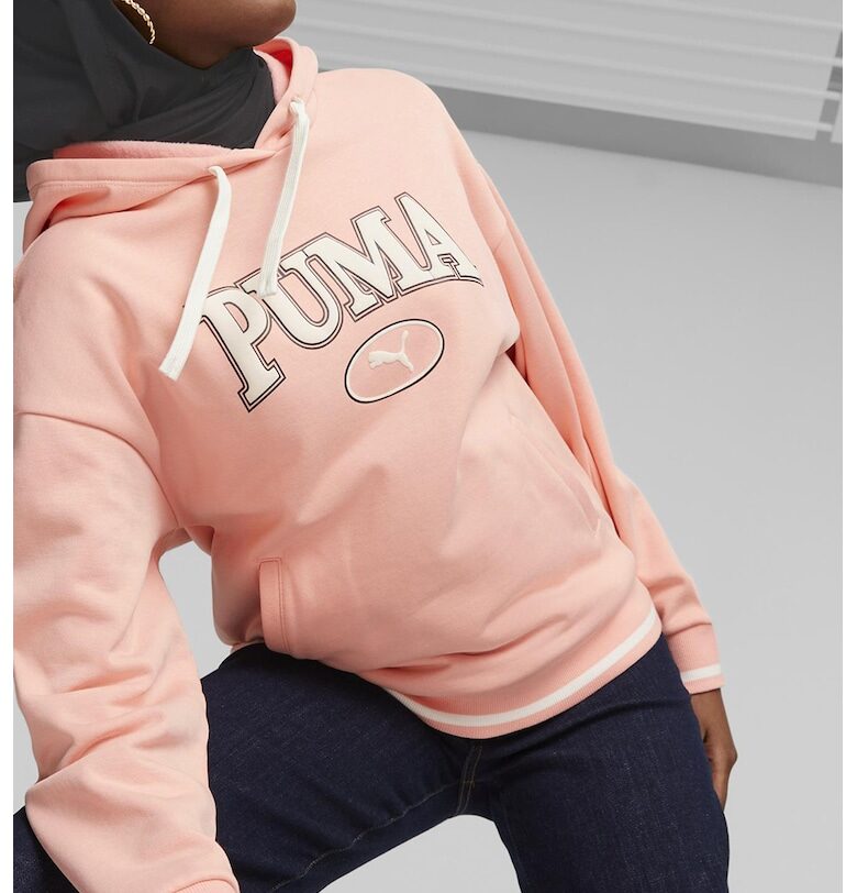 Худи Squad с лого и джоб кенгуру - Розова сьомга Puma