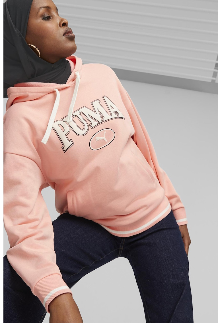 Худи Squad с лого и джоб кенгуру - Розова сьомга Puma