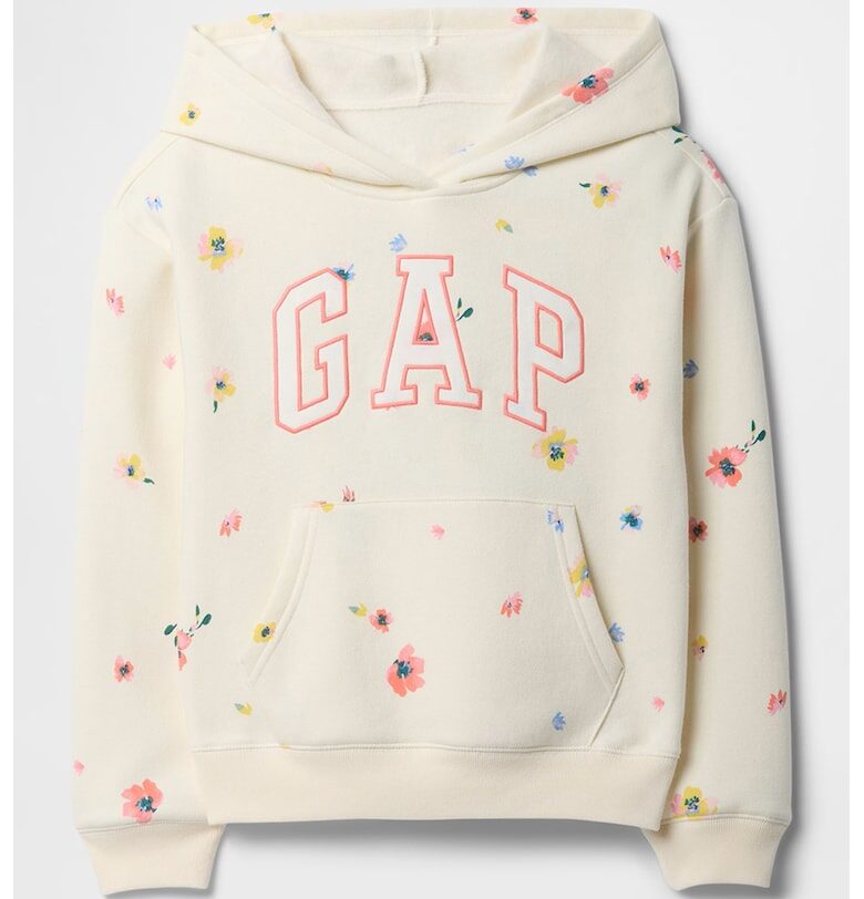 Худи с графика - Слонова кост/Жълт/Розово GAP