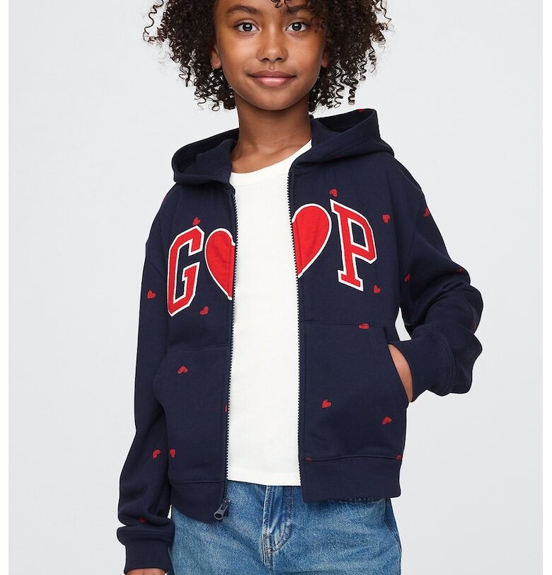 Худи с десен и лого - Червен/Тъмносин GAP