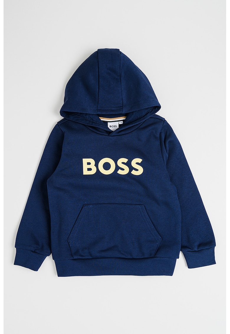 Худи с джоб кенгуру - Тъмносин BOSS Kidswear