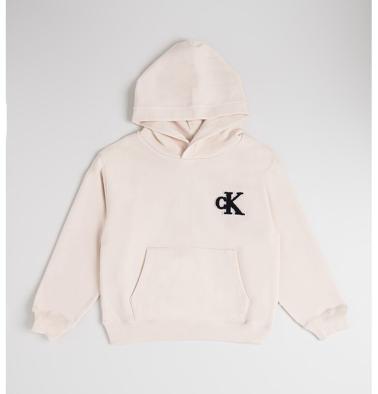 Худи с джоб кенгуру и бродирано лого - Светло бежово CALVIN KLEIN