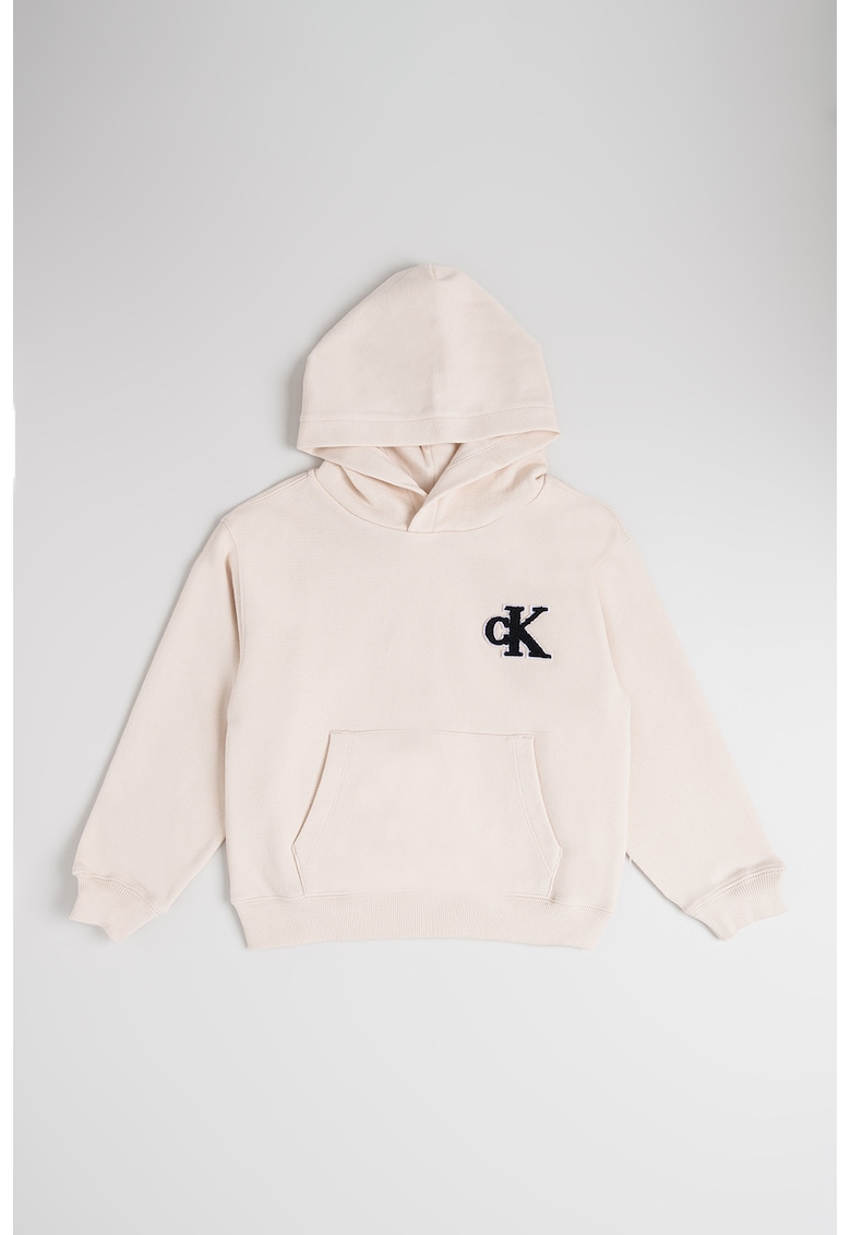Худи с джоб кенгуру и бродирано лого - Светло бежово CALVIN KLEIN