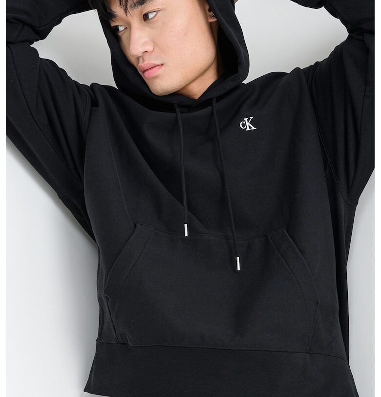 Худи с джоб кенгуру и връзки - Черен CALVIN KLEIN JEANS