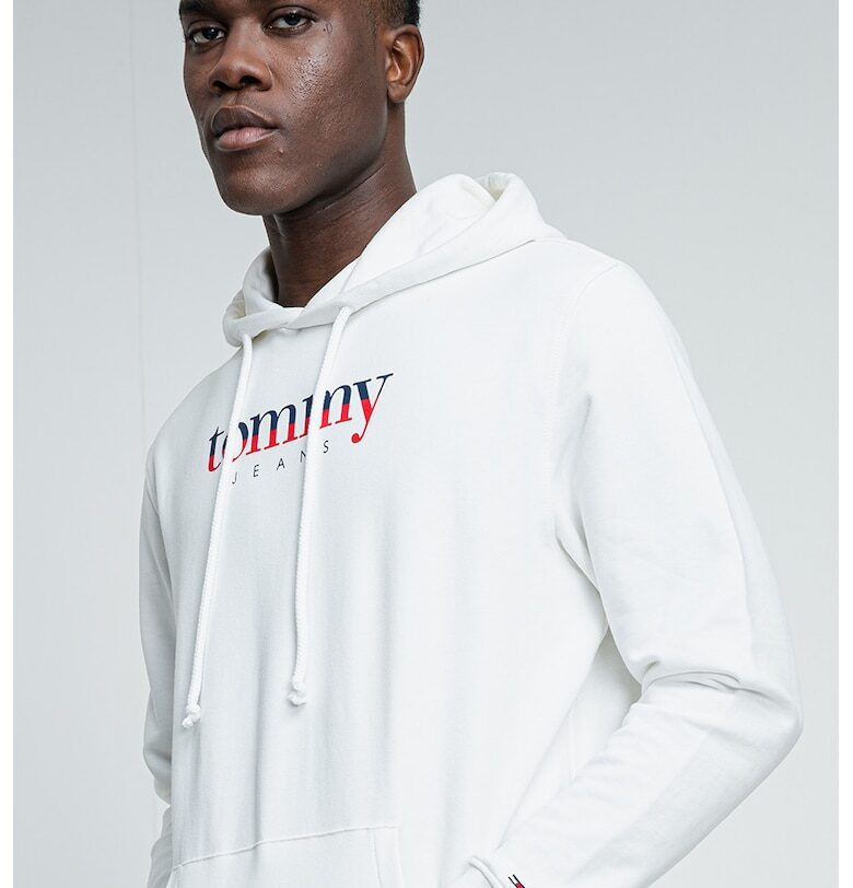 Худи с джоб кенгуру и лого - Бял Tommy Jeans