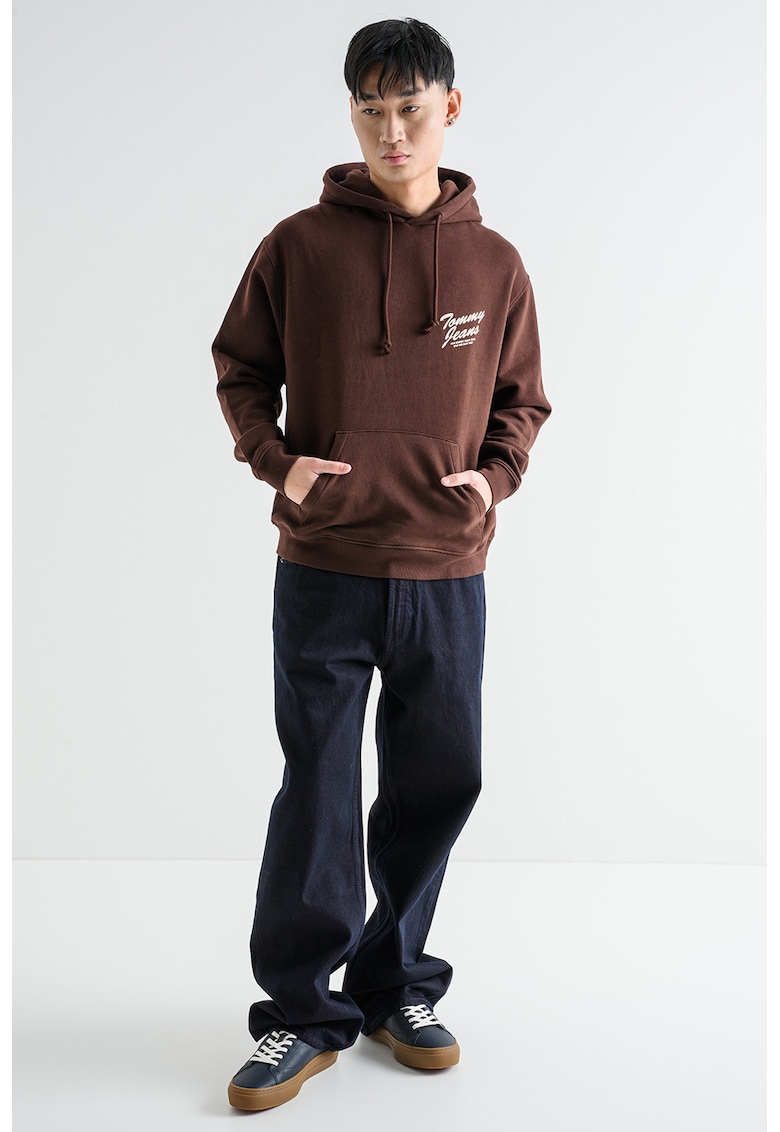 Худи с контрастен принт - Слонова кост/Кафяв Tommy Jeans