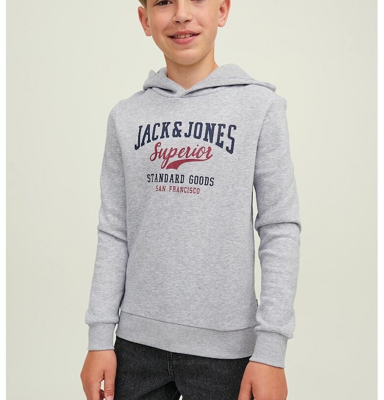 Худи с контрастно лого - Светлосив меланж Jack  Jones