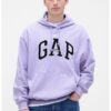 Худи с лого и джоб кенгуру - Черен/Лилав GAP