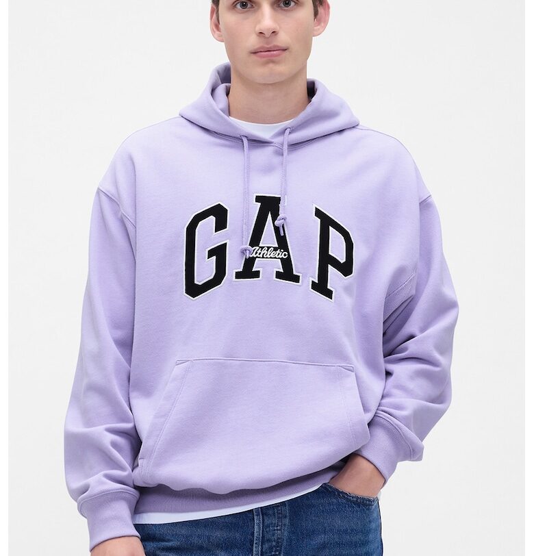 Худи с лого и джоб кенгуру - Черен/Лилав GAP