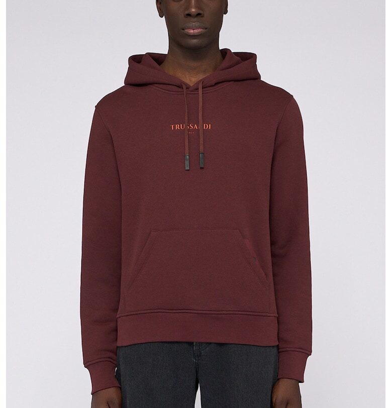Худи с лого и джоб кенгуру - Тъмночервен Trussardi