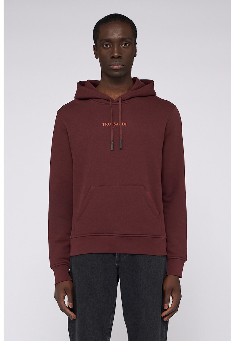 Худи с лого и джоб кенгуру - Тъмночервен Trussardi