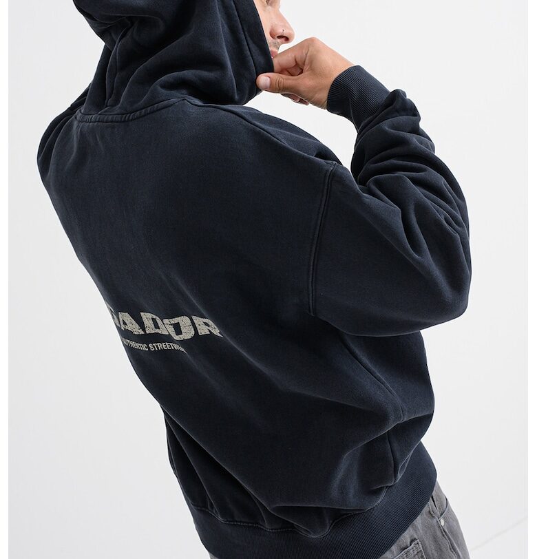 Худи с паднали ръкави - Избеляло черно/Мръснобял Pegador