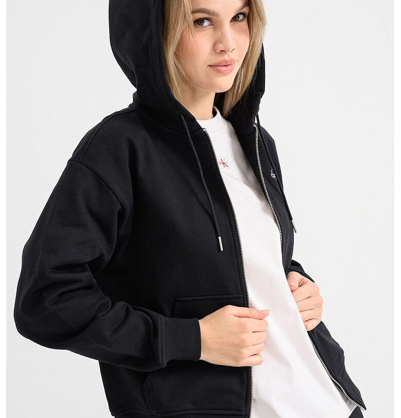 Худи с паднали ръкави и цип - Черен CALVIN KLEIN JEANS