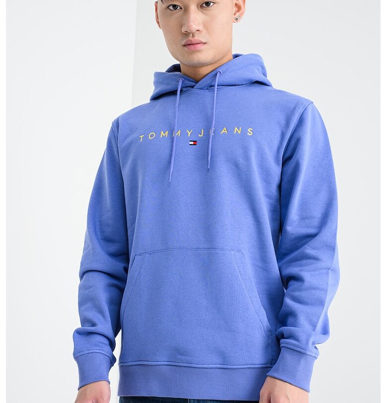 Худи с памук с бродирано лого - Пастелносин Tommy Jeans