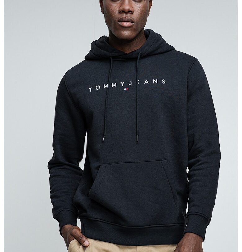 Худи с памук с бродирано лого - Черен/Избеляло черно Tommy Jeans