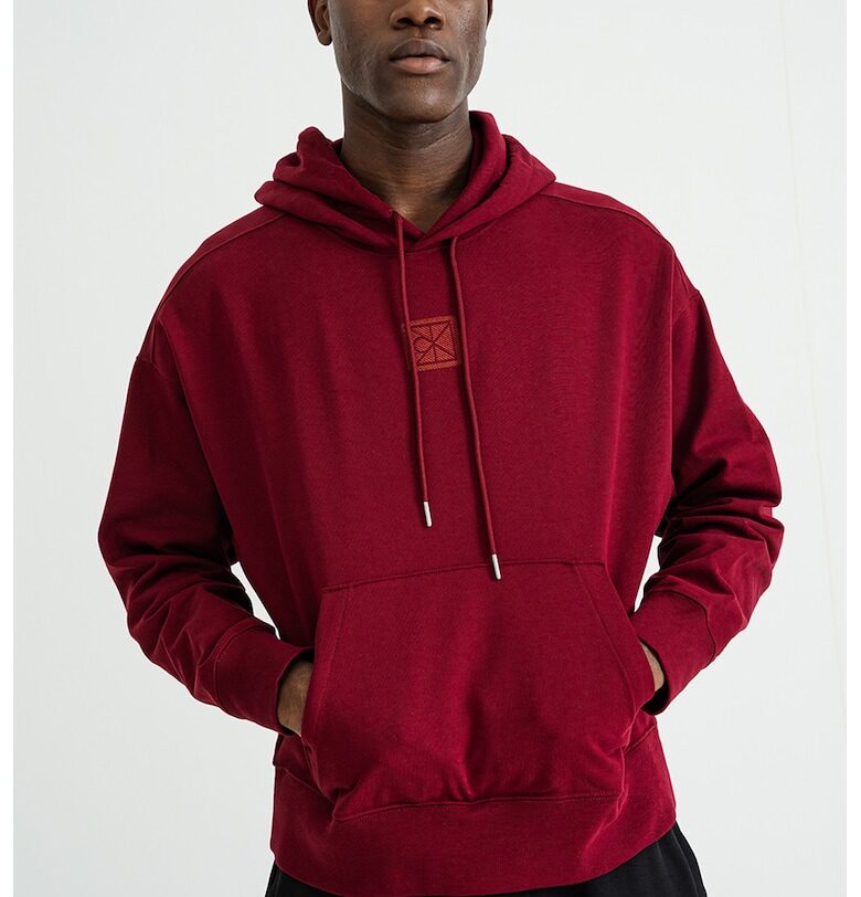 Худи с памук с джоб кенгуру - Бордо CALVIN KLEIN