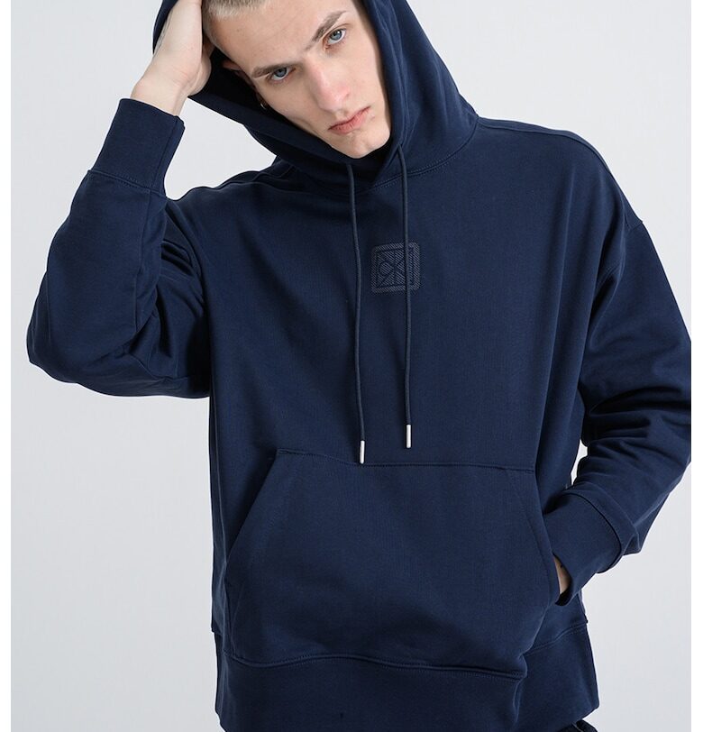 Худи с памук с джоб кенгуру - Ултрамарин синьо CALVIN KLEIN