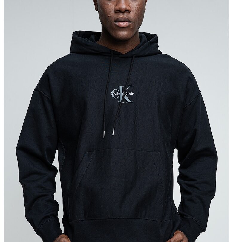 Худи с памук с джоб кенгуру - Черен CALVIN KLEIN JEANS