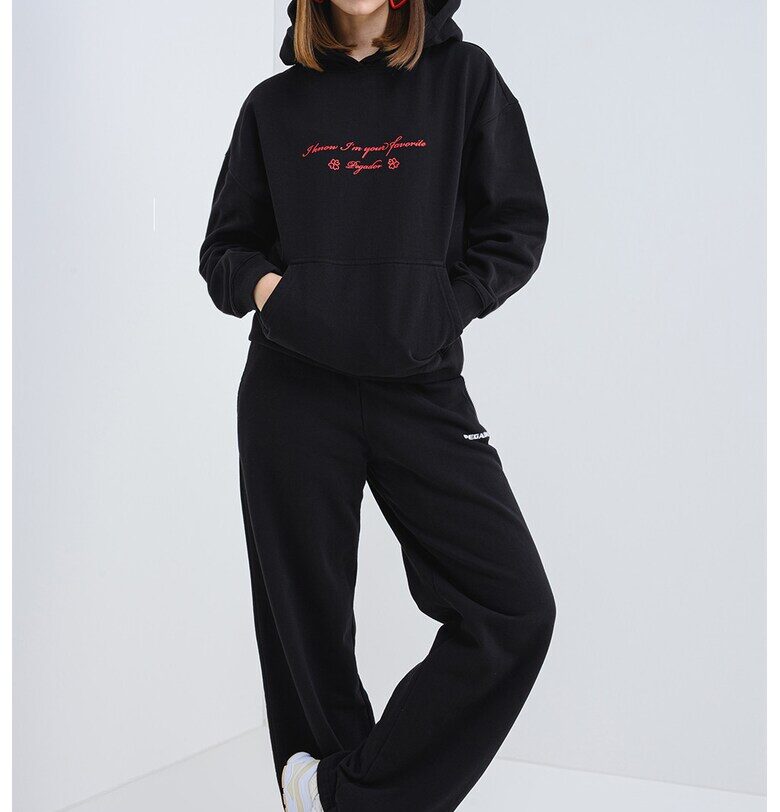 Худи с принт и паднали ръкави - Червен/Черен Pegador