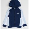 Худи с цип и лого - Бял/Бледо синьо/Тъмносин BOSS Kidswear