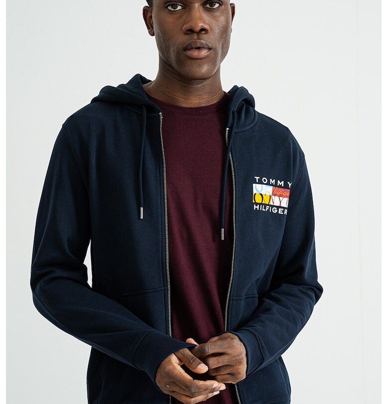 Худи с цип и лого - Тъмносин Tommy Hilfiger