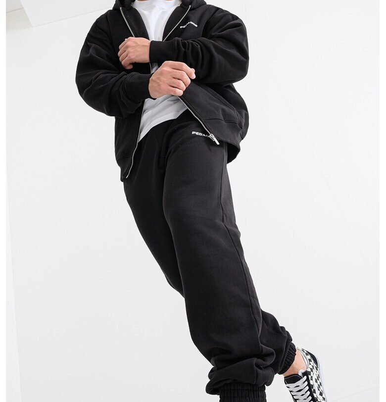 Худи с цип и паднали ръкави - Черен Pegador