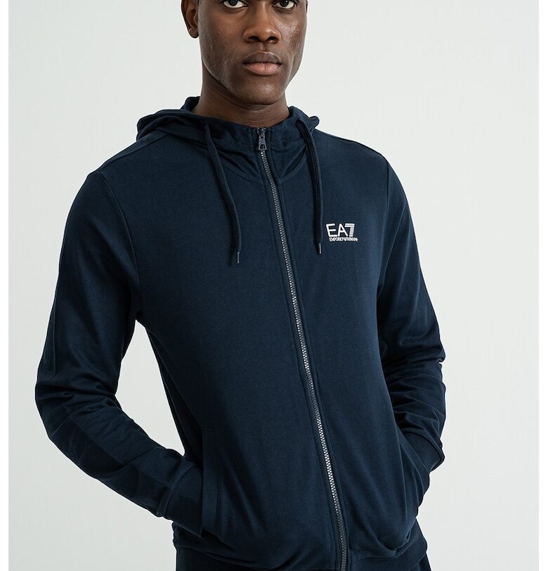 Худи с цип и странични джобове - Ултрамарин синьо EA7