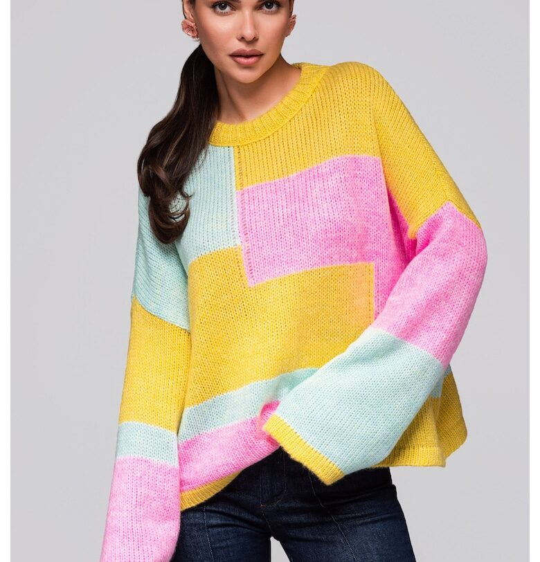 Цветен пуловер  LW-SWSW-0108 - Жълт Larica