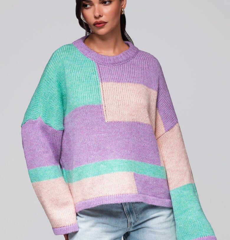 Цветен пуловер  LW-SWSW-0108 - Светлолилав Larica