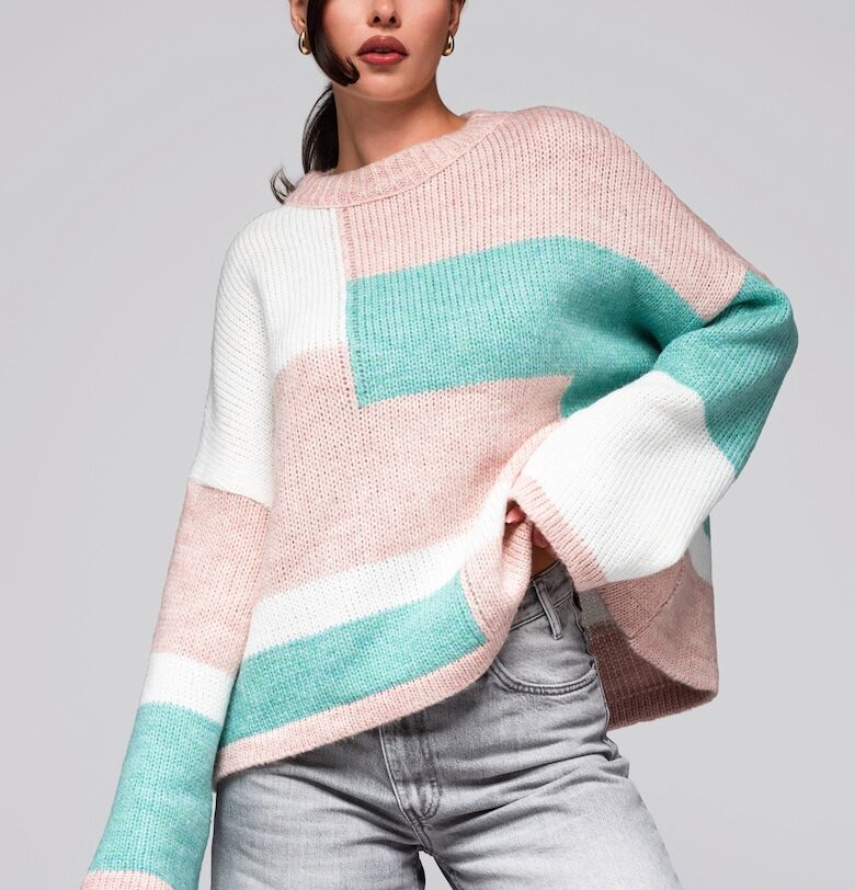 Цветен пуловер  LW-SWSW-0108 - Светлорозов Larica