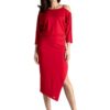 Червена дамска миди рокля  Belalon K479 Lenitif