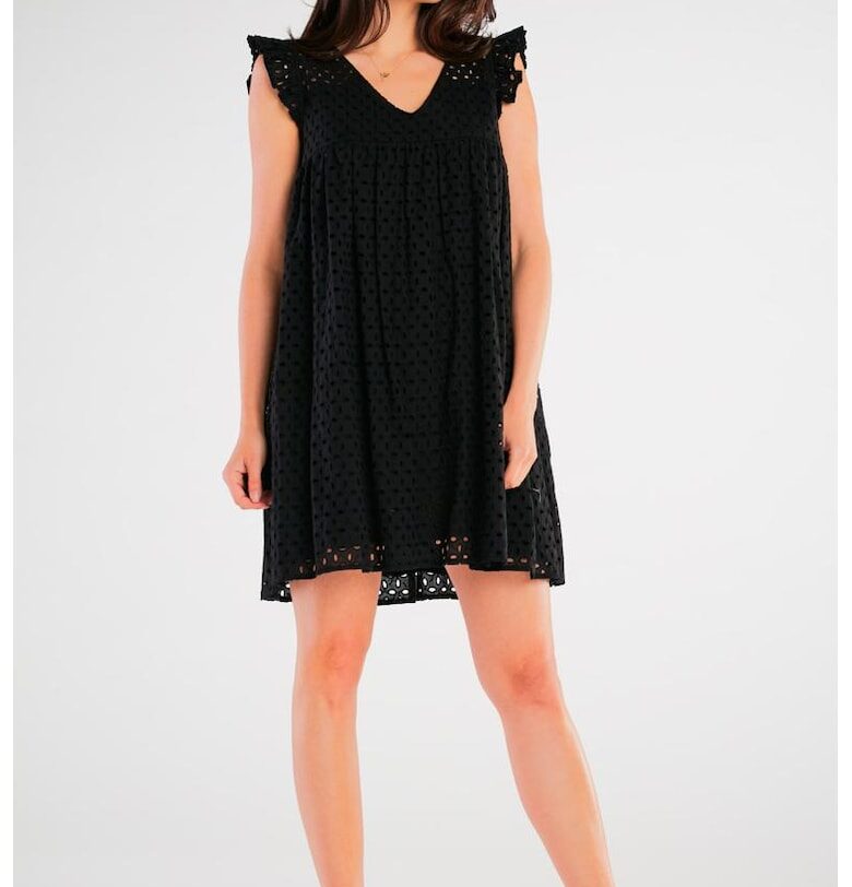 Черна къса рокля без ръкави от памук A433 awama