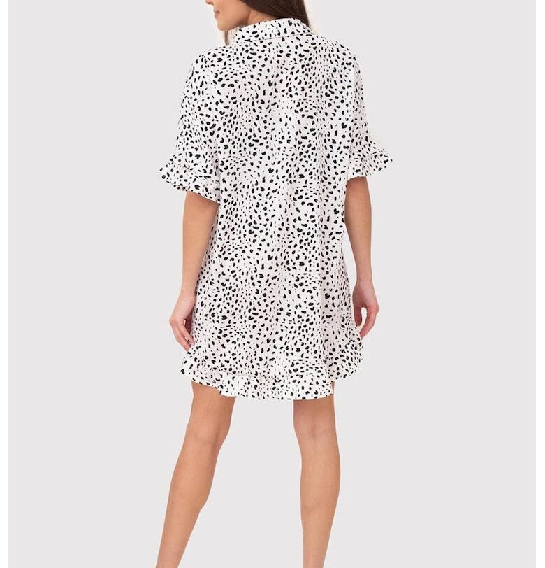 Черно-бяла рокля риза с волани DA1743 BLACK/WHITE Ax Paris