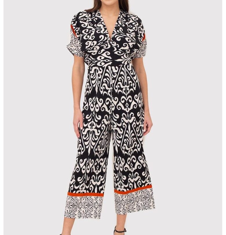 Черно-кремов гащеризон с остро деколте PA600 BLACKCREAM - Многоцветен Ax Paris