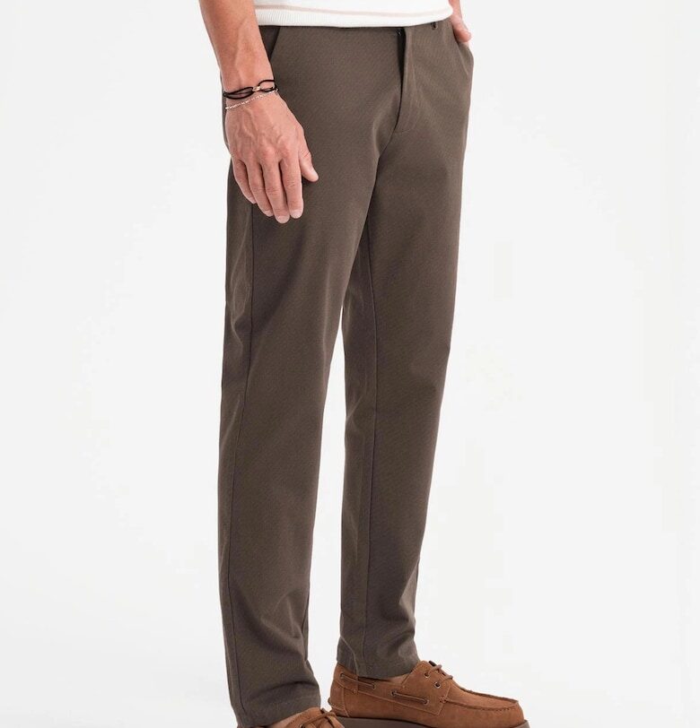 Чино панталон REGULAR FIT с нежна текстура  OM-PACP-0184 - Кафяв OMBRE