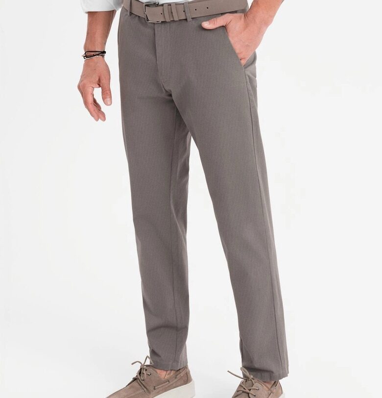 Чино панталон REGULAR FIT с нежна текстура  OM-PACP-0184 - Сив OMBRE