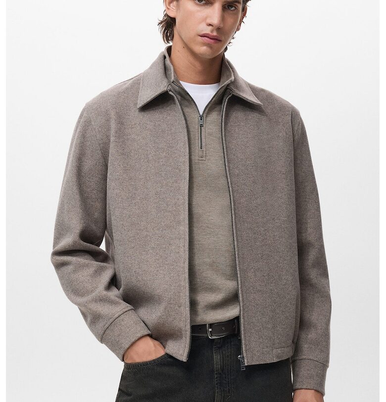 Шакат с паднали ръкави - Сиво-бежов Mango