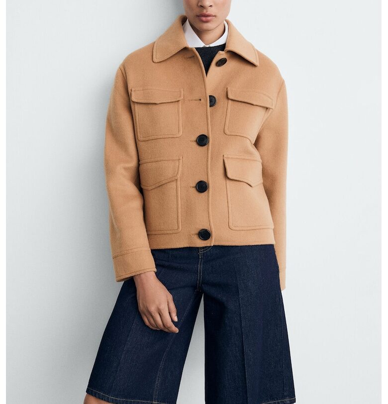 Шакет с вълна и джобове - Персийски портокал Mango