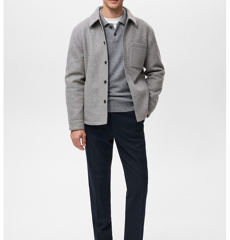 Шакет с джоб на гърдите - Светло сив Mango