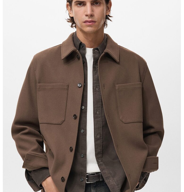 Шакет с пришити джобове - Тъмнокафяв Mango