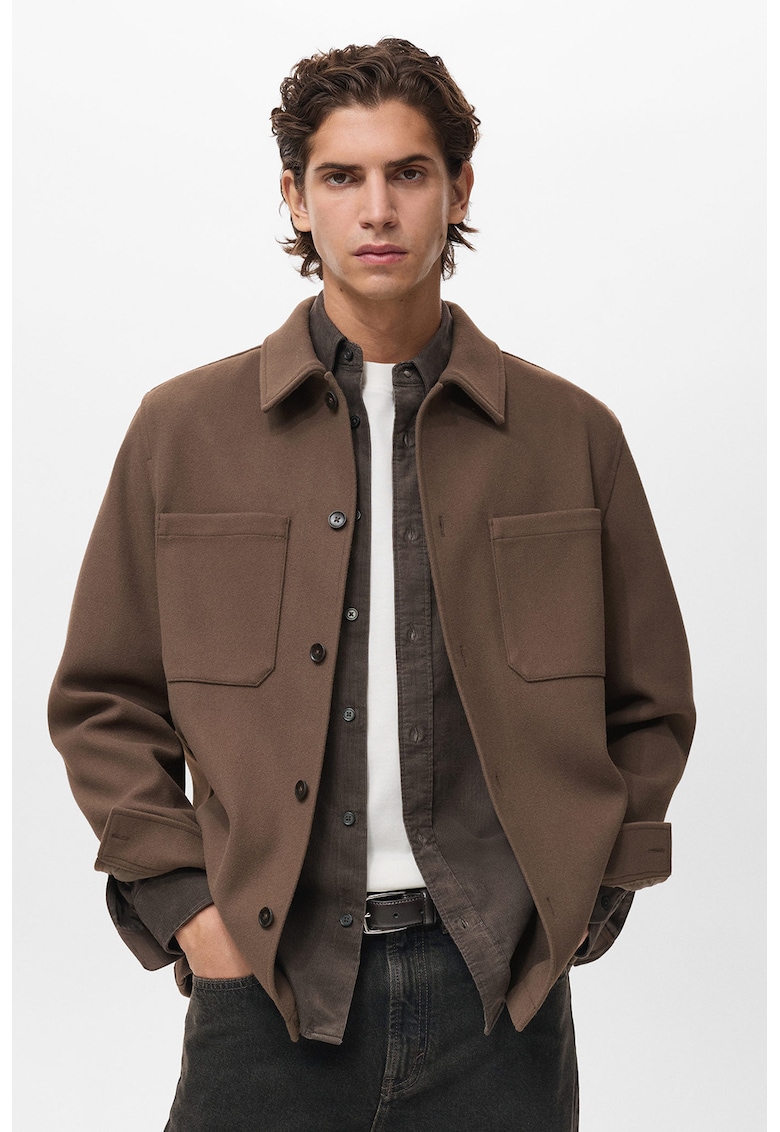 Шакет с пришити джобове - Тъмнокафяв Mango