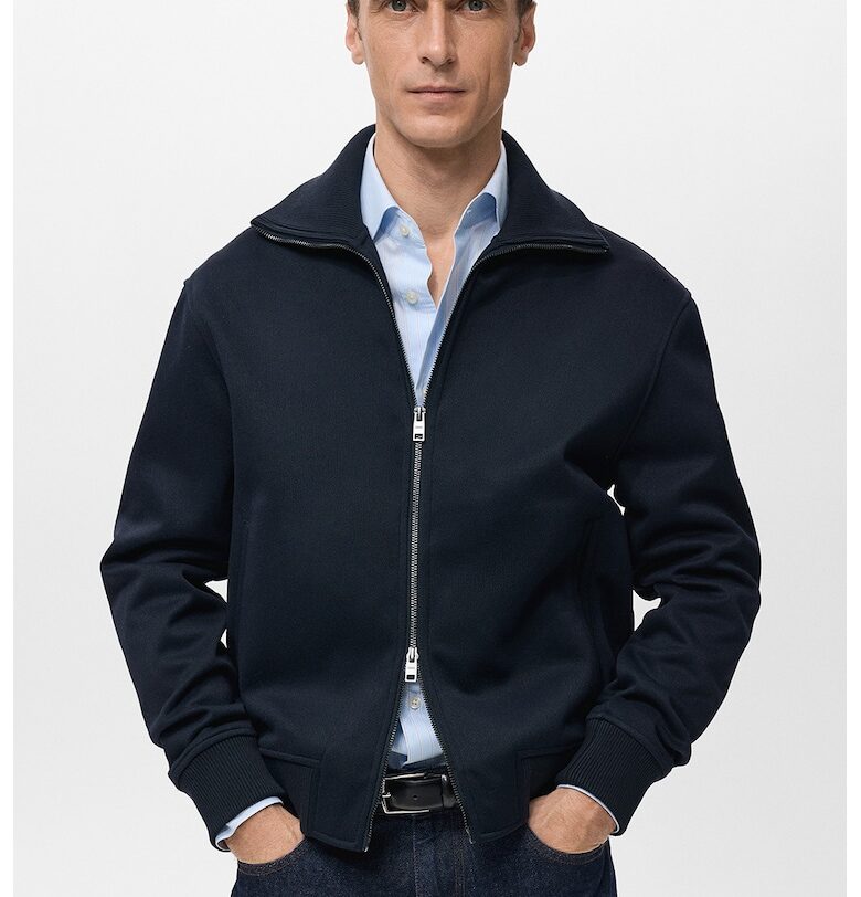 Шакет с цип и джобове встрани - Тъмносин Mango