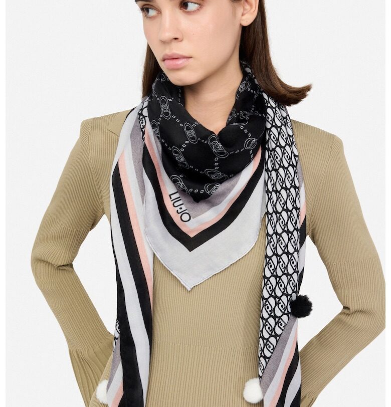 Шал с десен и помпони Liu Jo