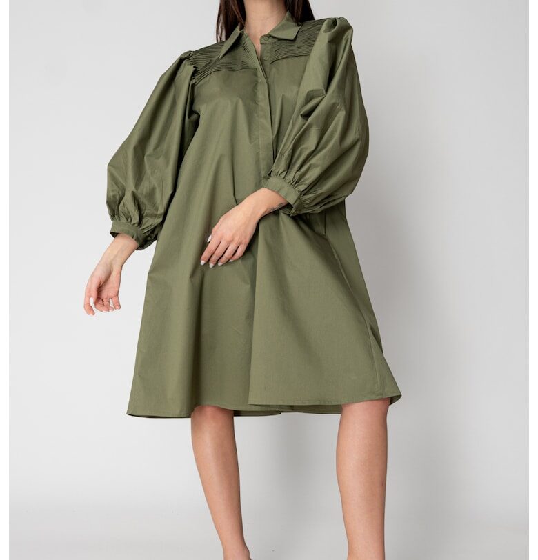 Широка рокля в цвят каки 15533 uFIT