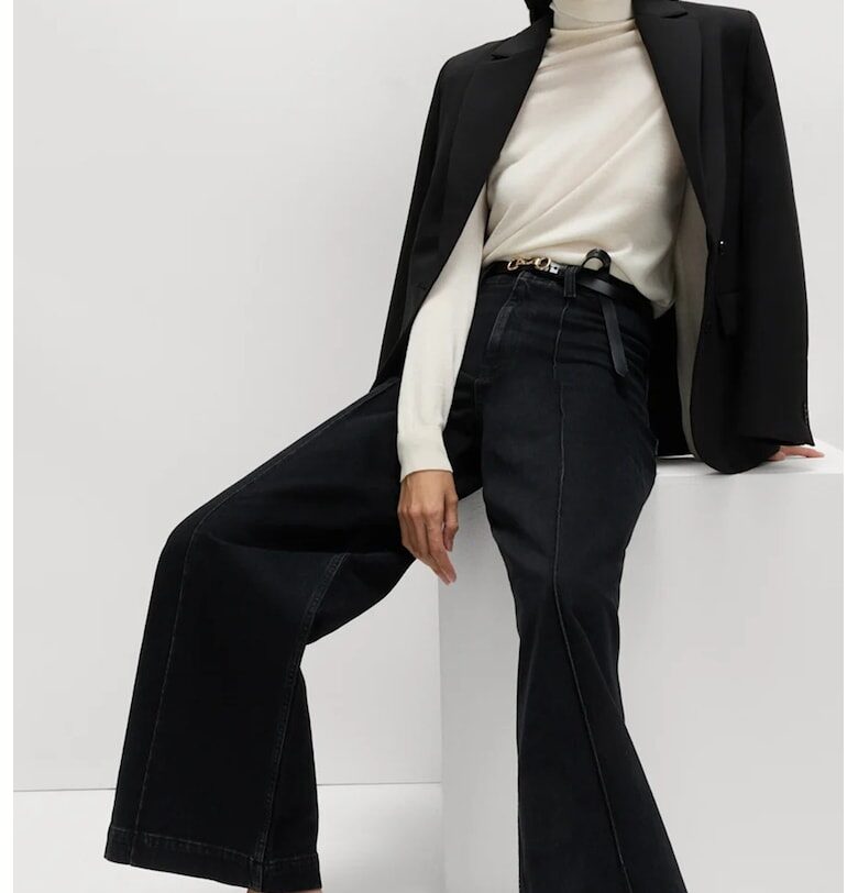 Широки дънки с висока талия - Черен Marks  Spencer