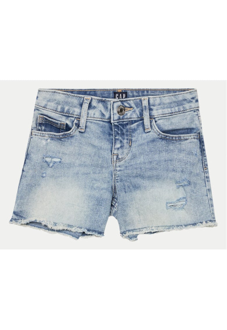 Шорти за момичета - 304145483 - Памук/Полиестер - Син - Син GAP