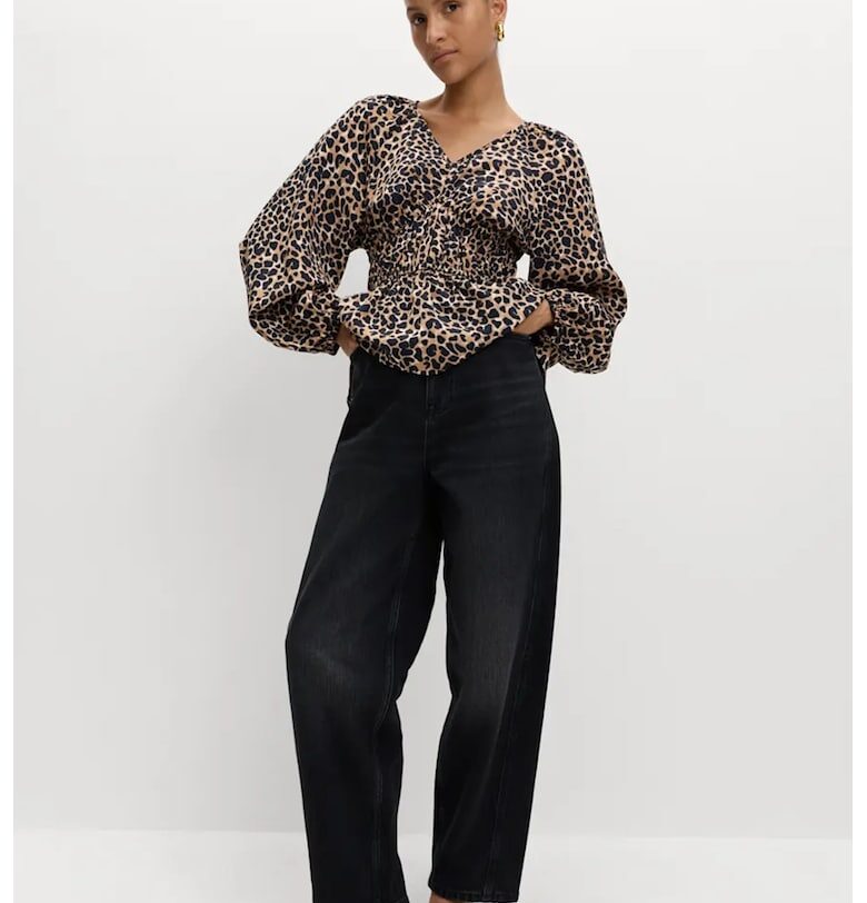 Шпиц блуза с животински принт - Черен/Светлокафяв Marks  Spencer